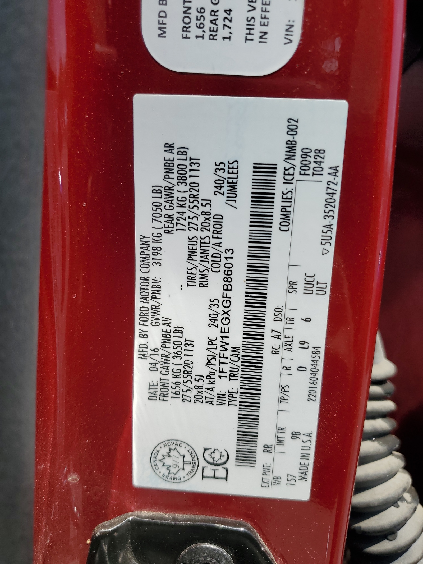 1FTFW1EGXGFB86013 2016 Ford F150 Supercrew