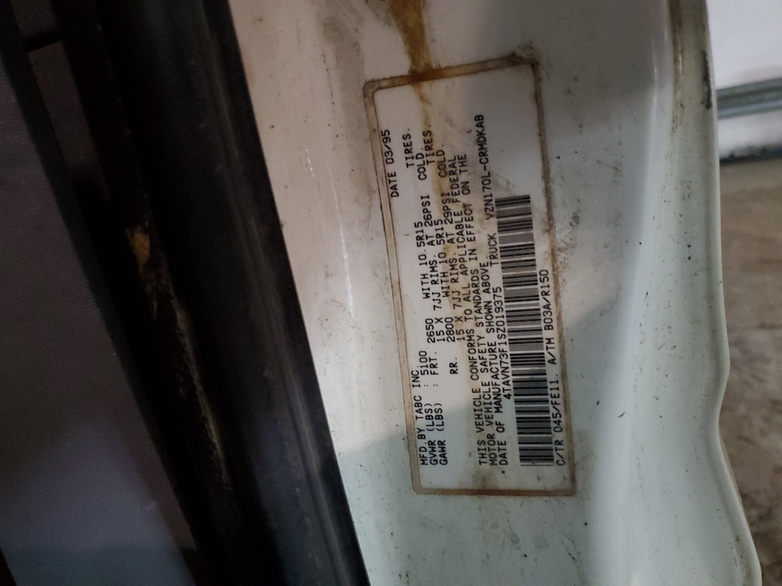 4TAVN73F1SZ019375 1995 Toyota Tacoma Xtracab