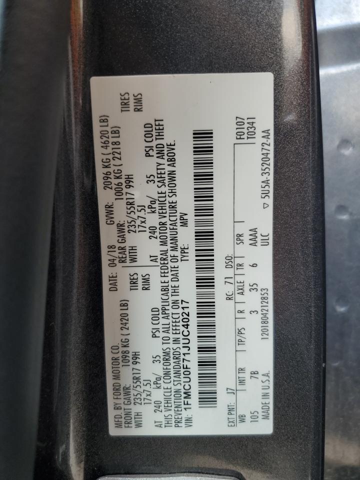 1FMCU0F71JUC40217 2018 Ford Escape S