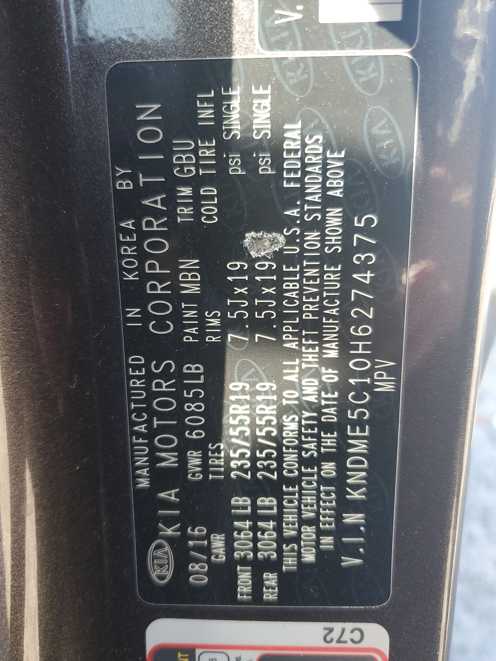 KNDME5C10H6274375 2017 Kia Sedona Sxl