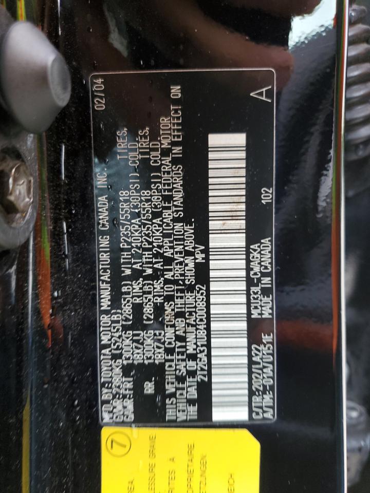 2004 Lexus Rx 330 VIN: 2T2GA31U84C008952 Lot: 64599864