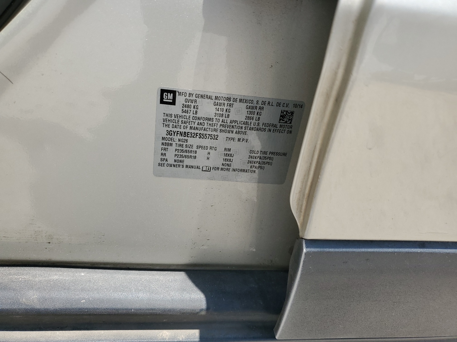 3GYFNBE32FS557532 2015 Cadillac Srx Luxury Collection