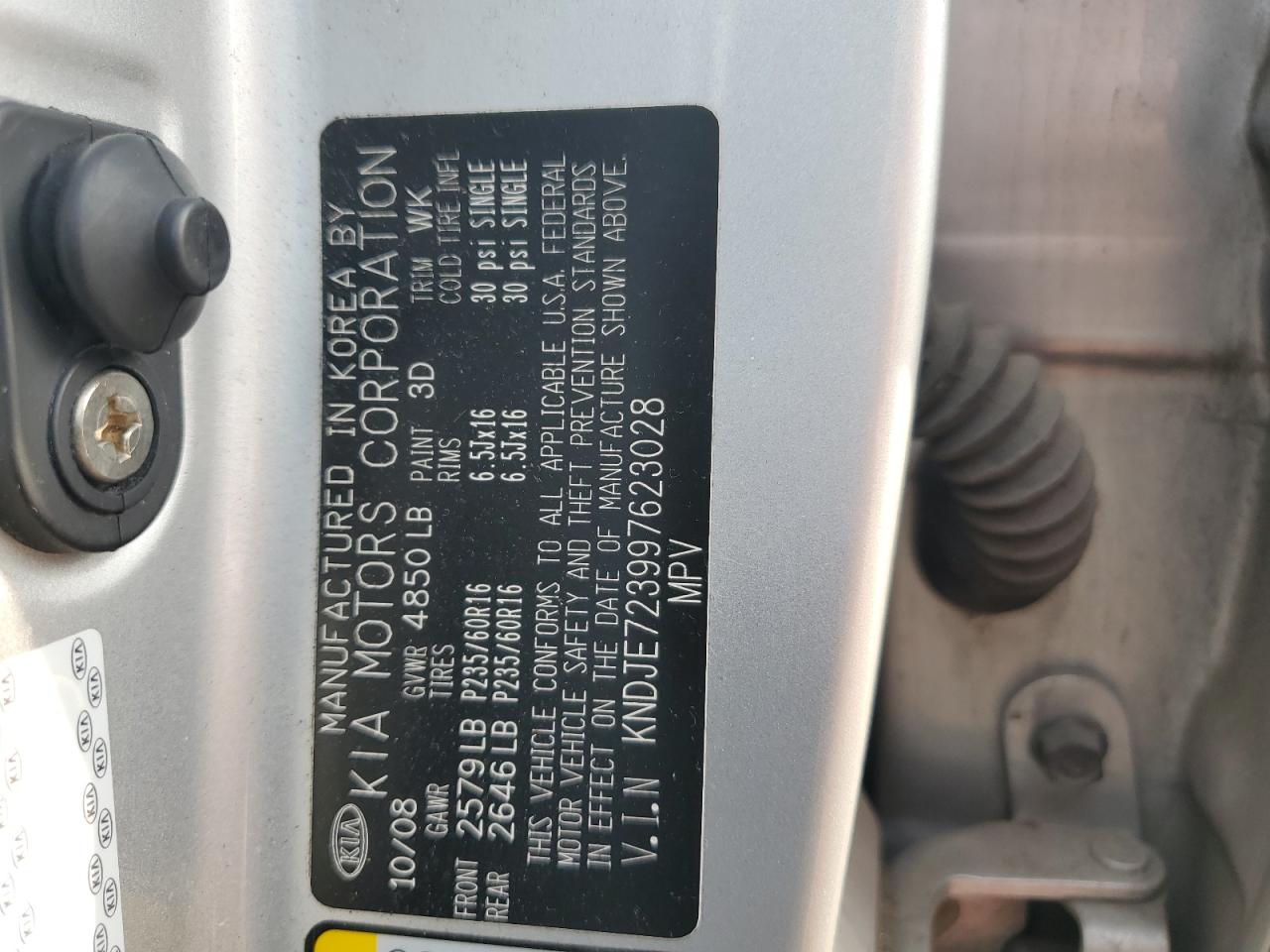 2009 Kia Sportage Lx VIN: KNDJE723997623028 Lot: 64545524