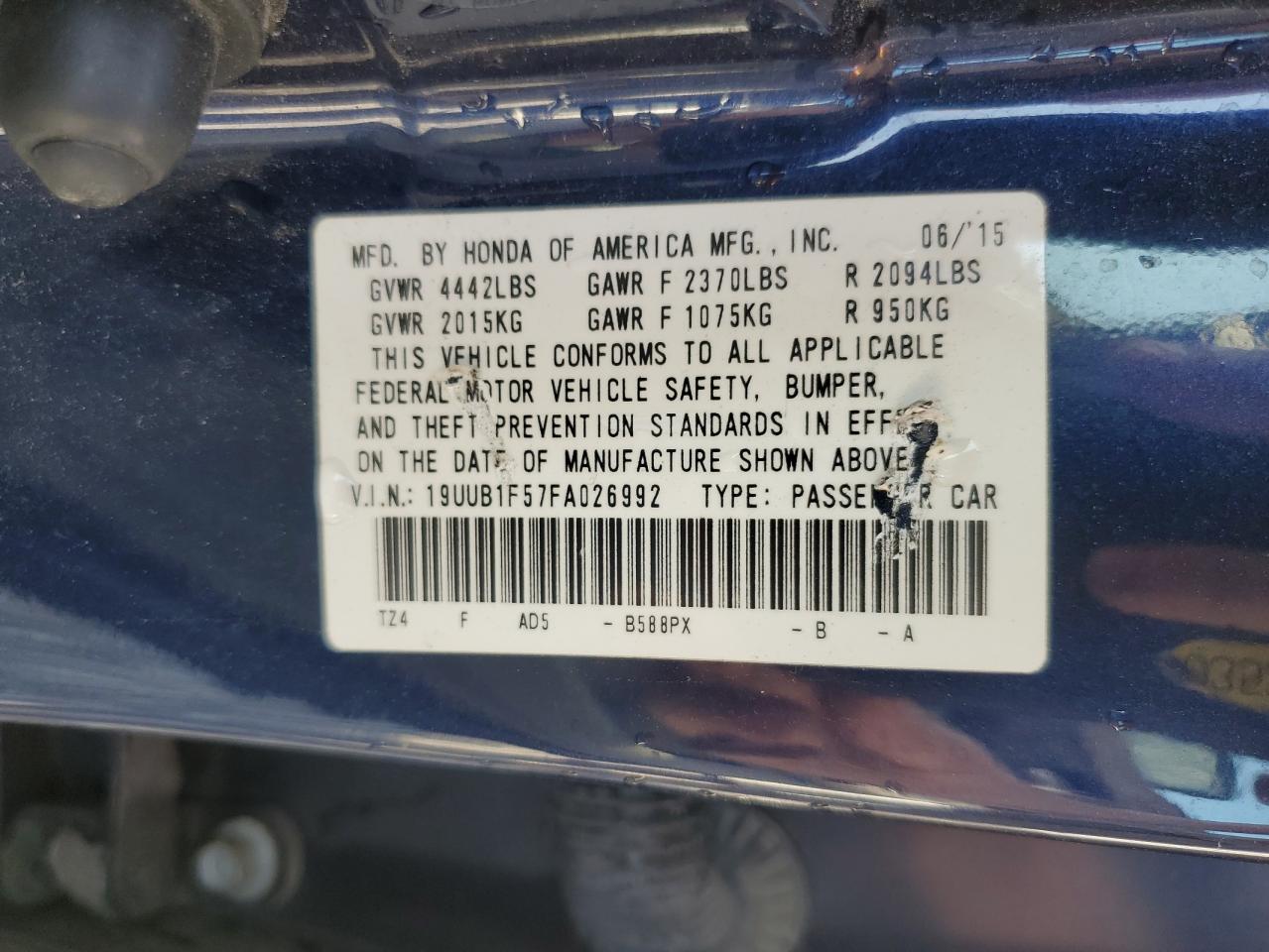 2015 Acura Tlx Tech VIN: 19UUB1F57FA026992 Lot: 62514294