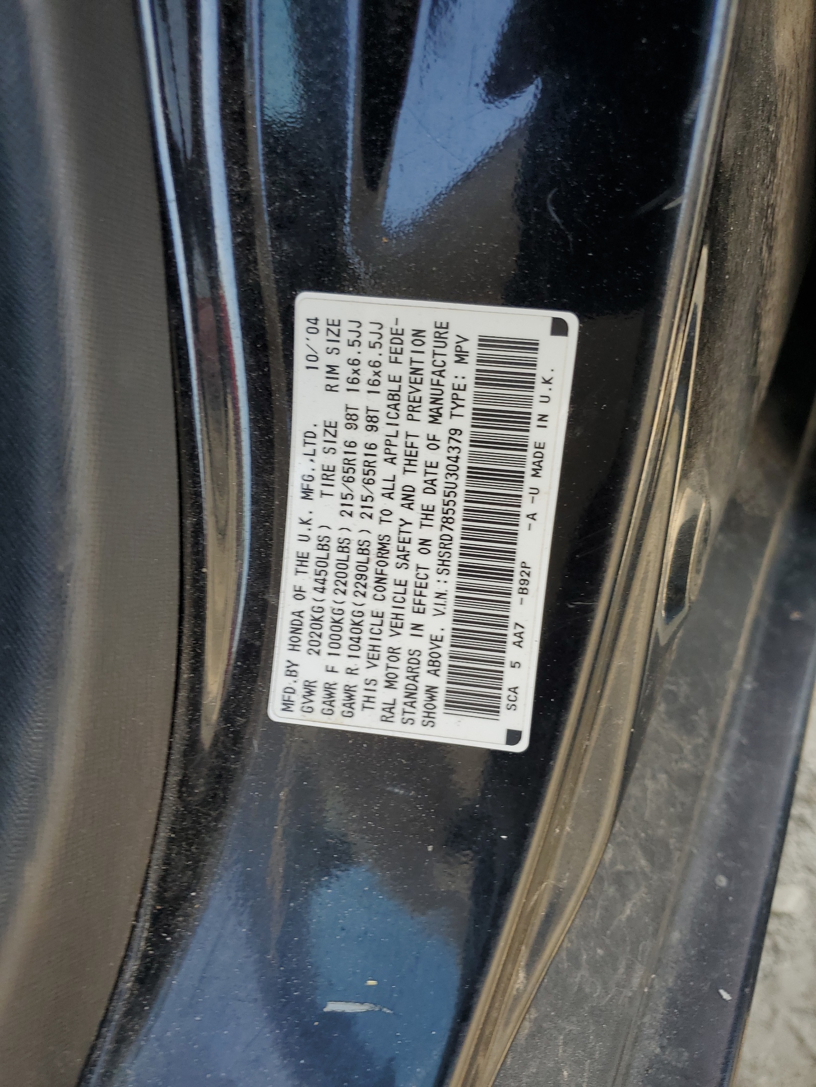 SHSRD78555U304379 2005 Honda Cr-V Lx