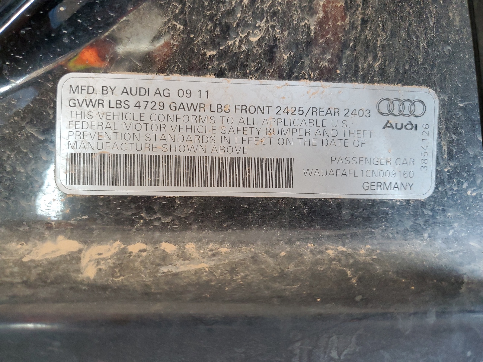 WAUAFAFL1CN009160 2012 Audi A4 Premium