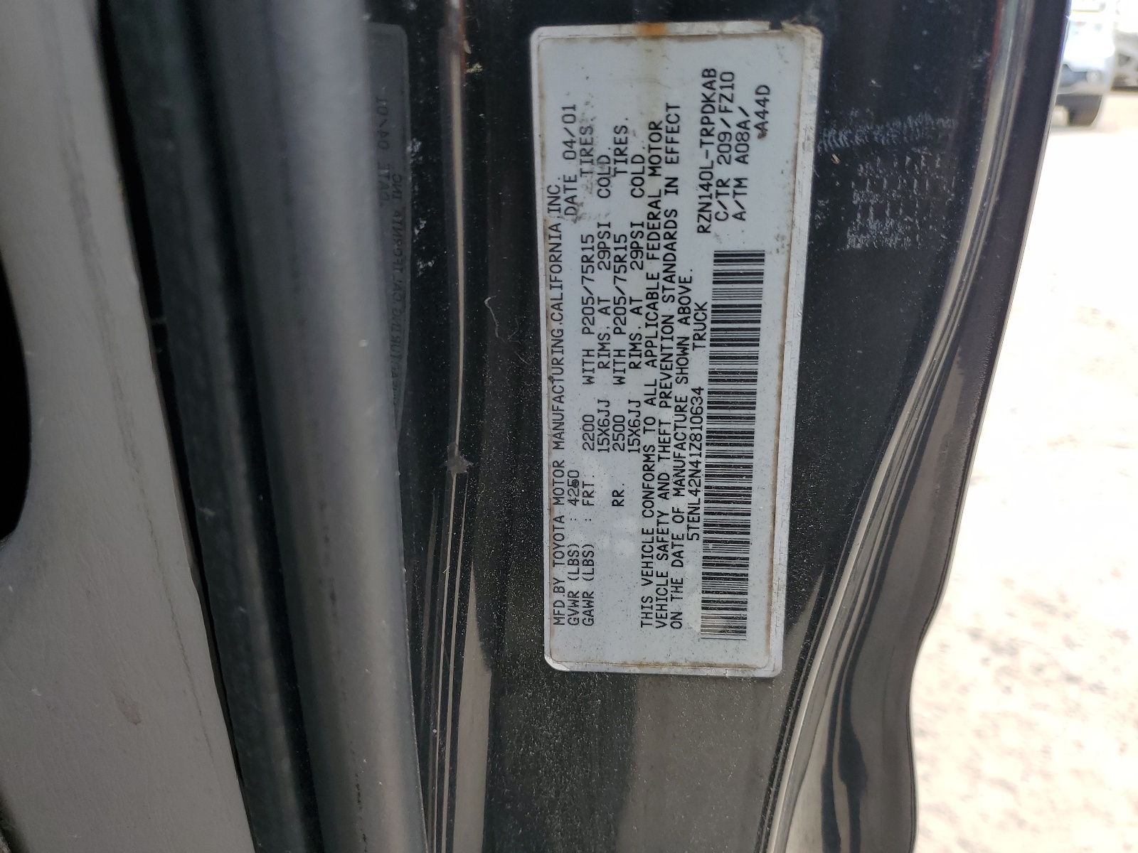 5TENL42N41Z810634 2001 Toyota Tacoma