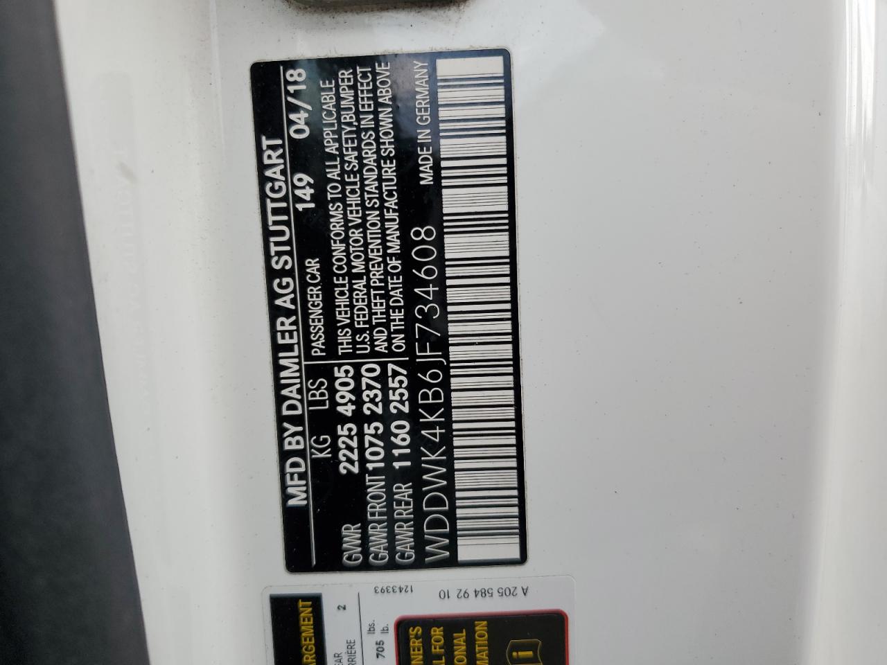 2018 Mercedes-Benz C 300 4Matic VIN: WDDWK4KB6JF734608 Lot: 63644804