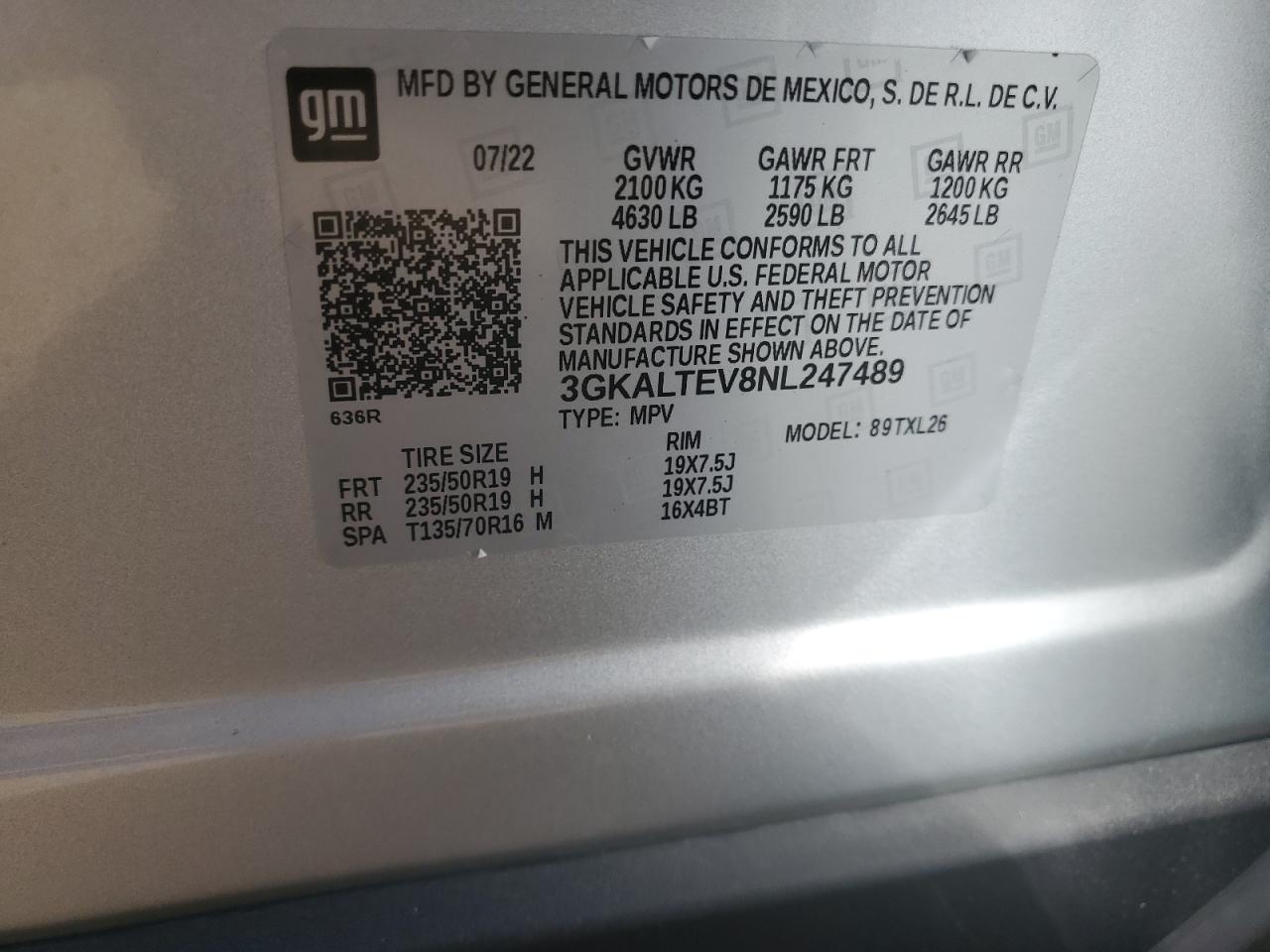 3GKALTEV8NL247489 2022 GMC Terrain Sle