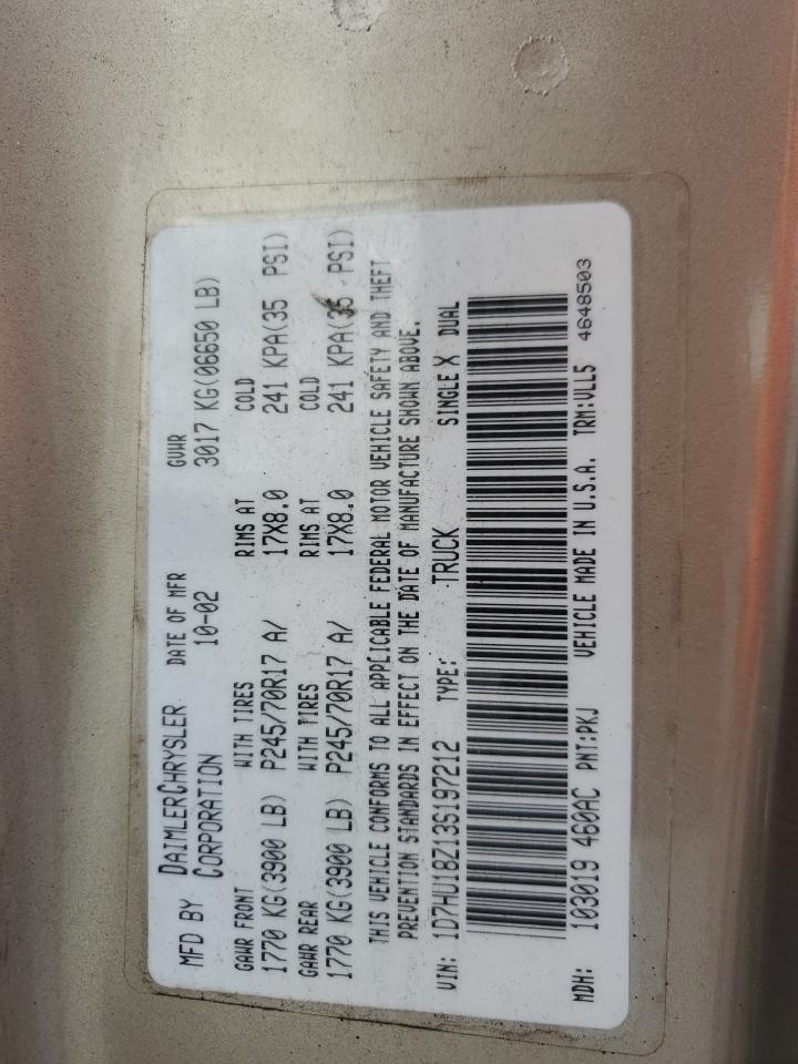 2003 Dodge Ram 1500 St VIN: 1D7HU18Z13S197212 Lot: 60852634