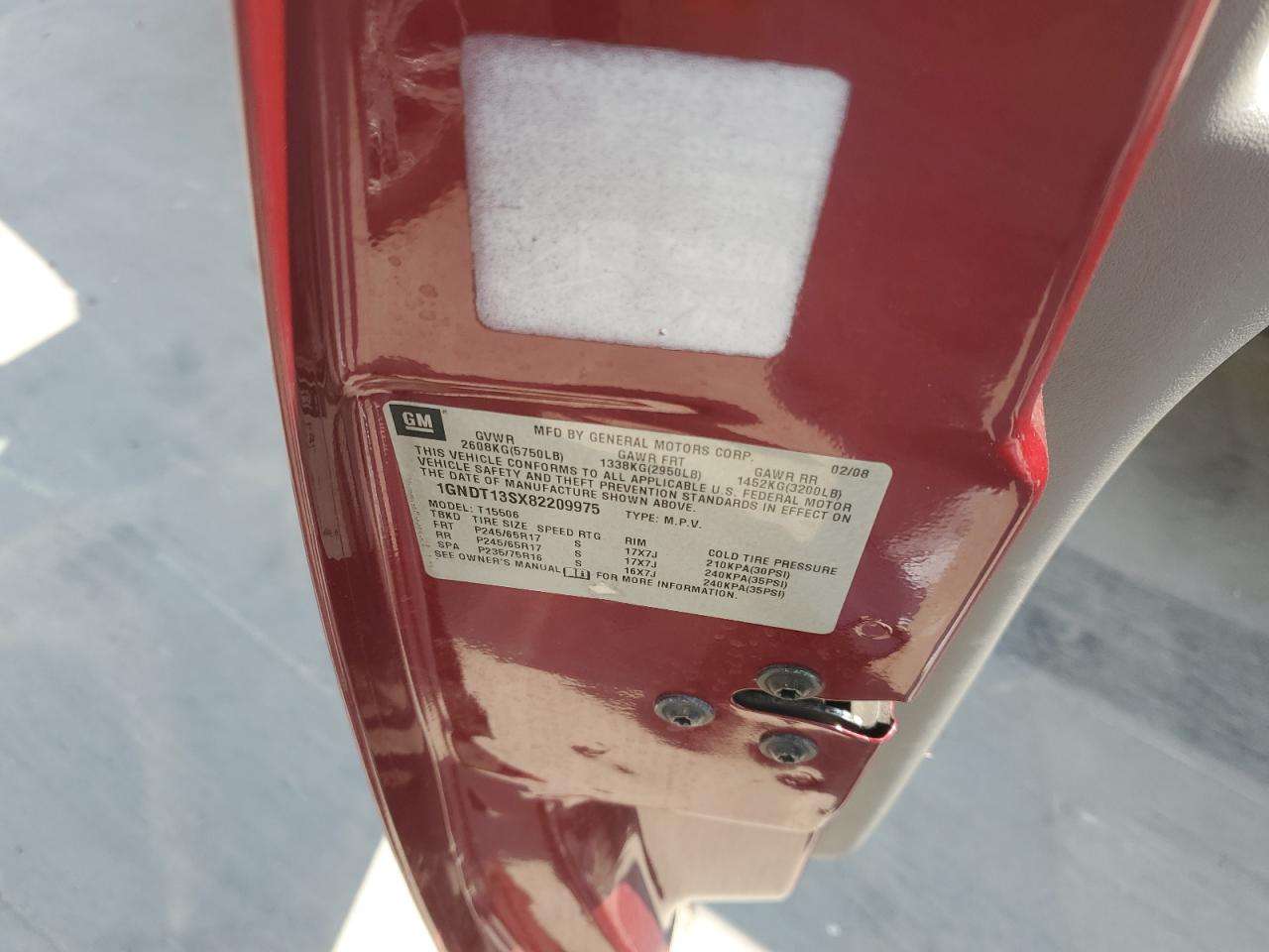 2008 Chevrolet Trailblazer Ls VIN: 1GNDT13SX82209975 Lot: 64808754