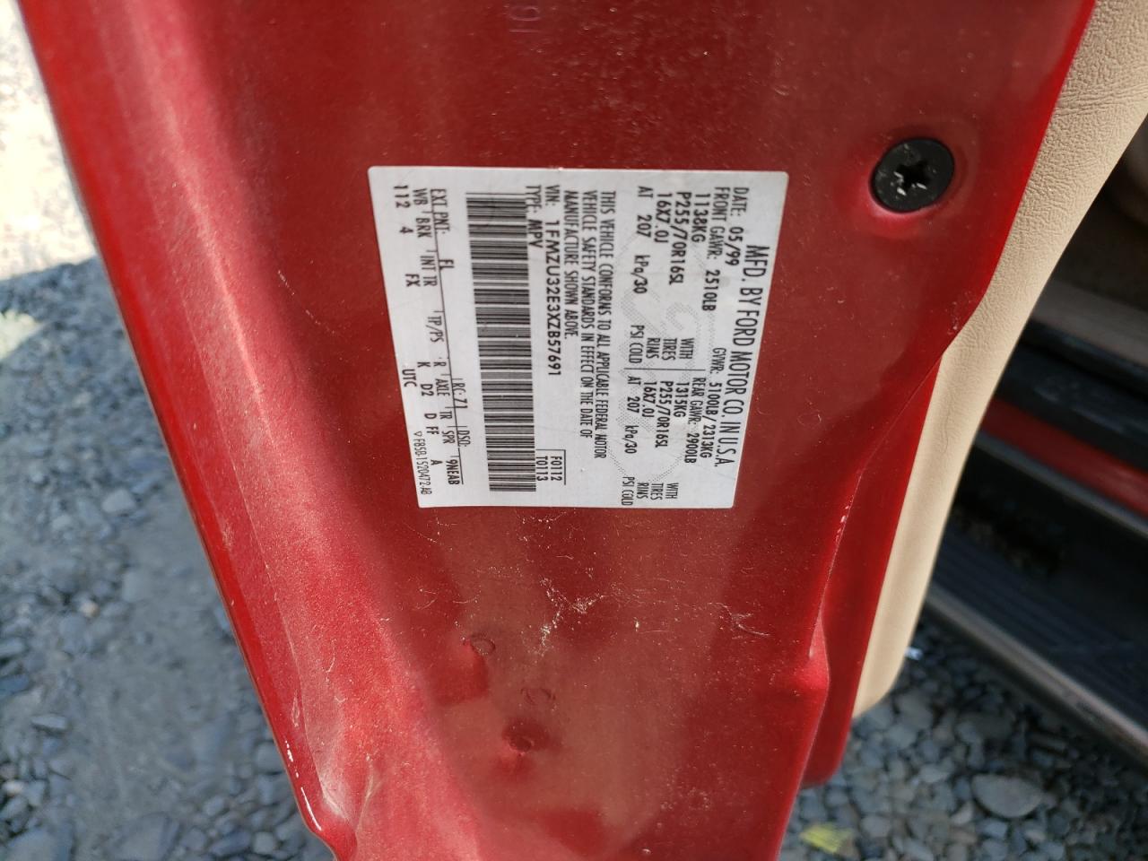 1999 Ford Explorer VIN: 1FMZU32E3XZB57691 Lot: 65050444