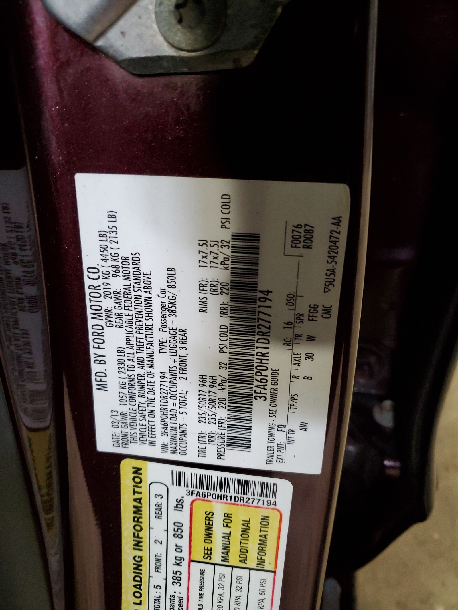 3FA6P0HR1DR277194 2013 Ford Fusion Se