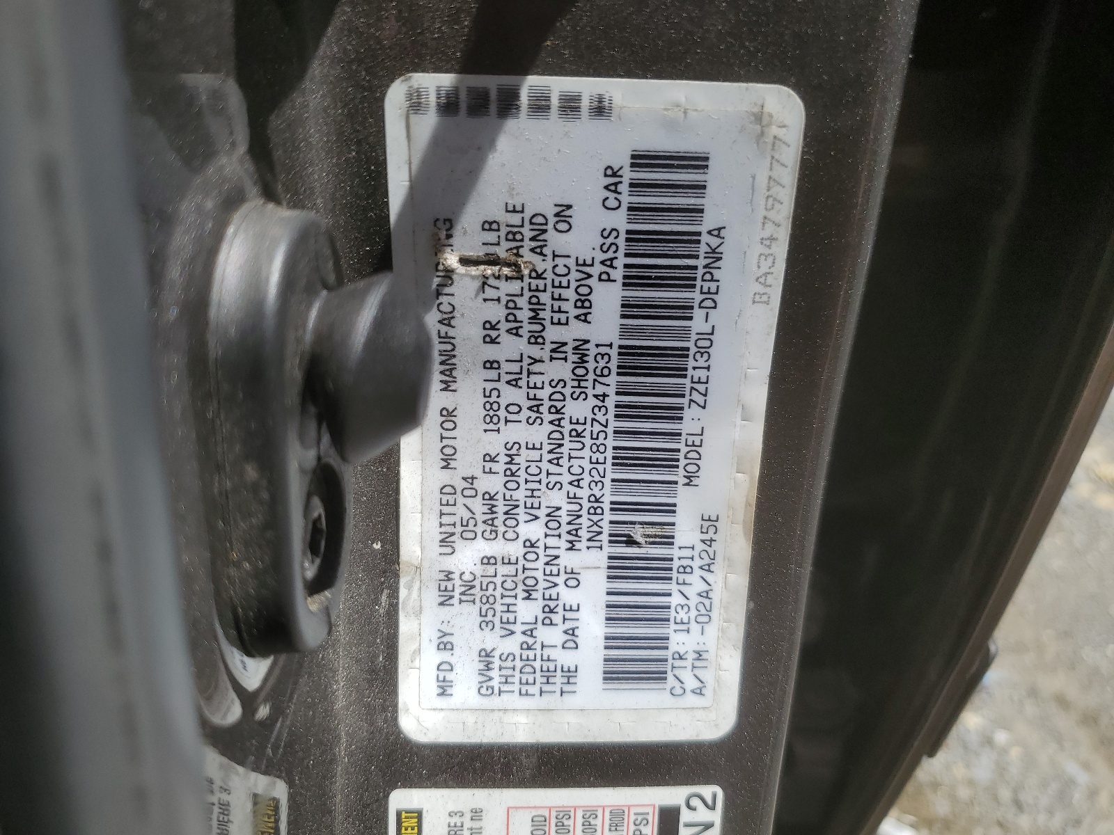 1NXBR32E85Z347631 2005 Toyota Corolla Ce