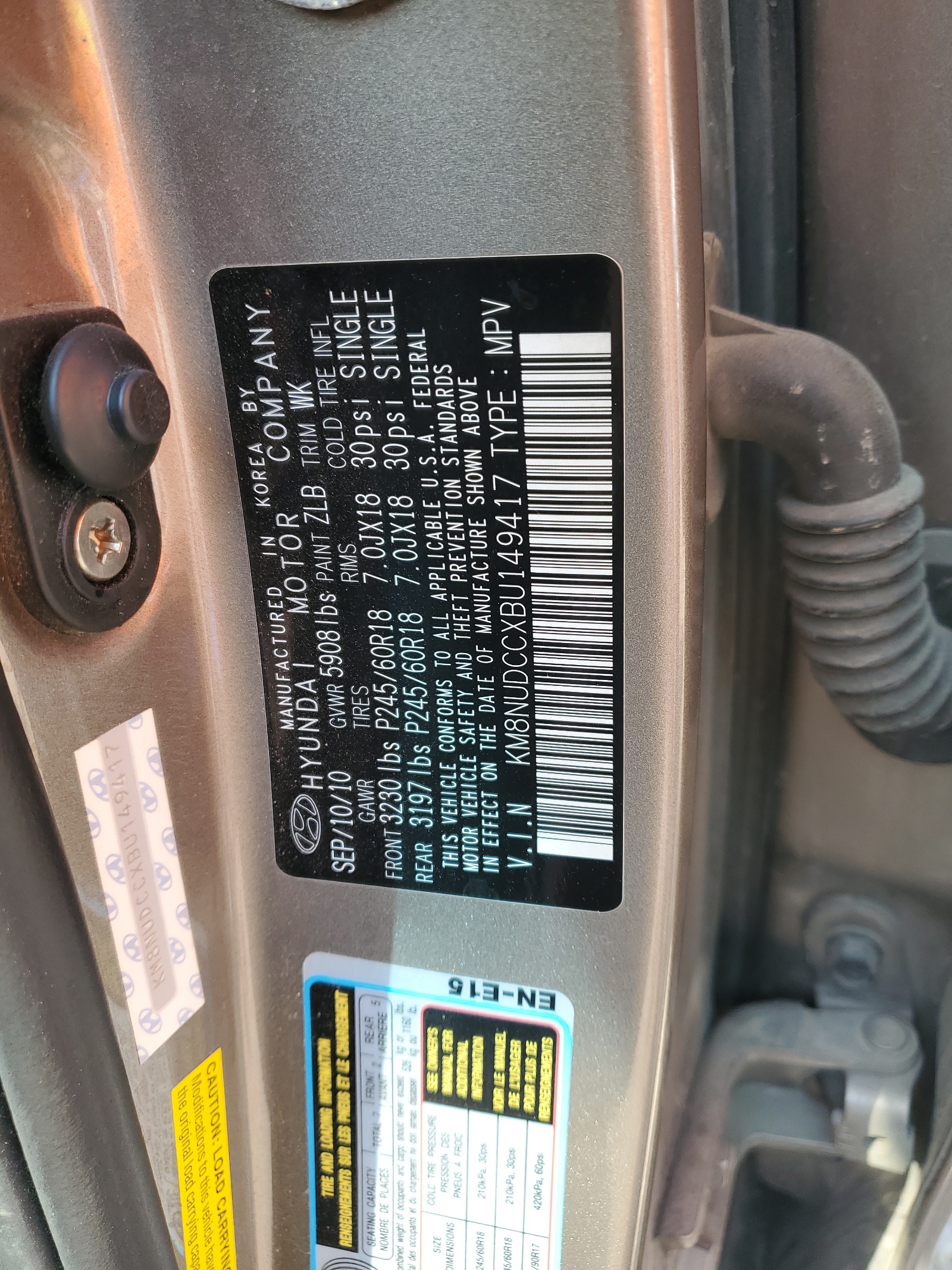 KM8NUDCCXBU149417 2011 Hyundai Veracruz Gls