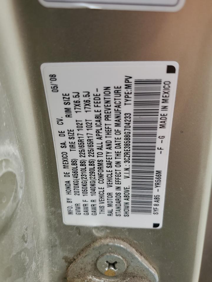 2008 Honda Cr-V Ex VIN: 3CZRE38588G704233 Lot: 62226344