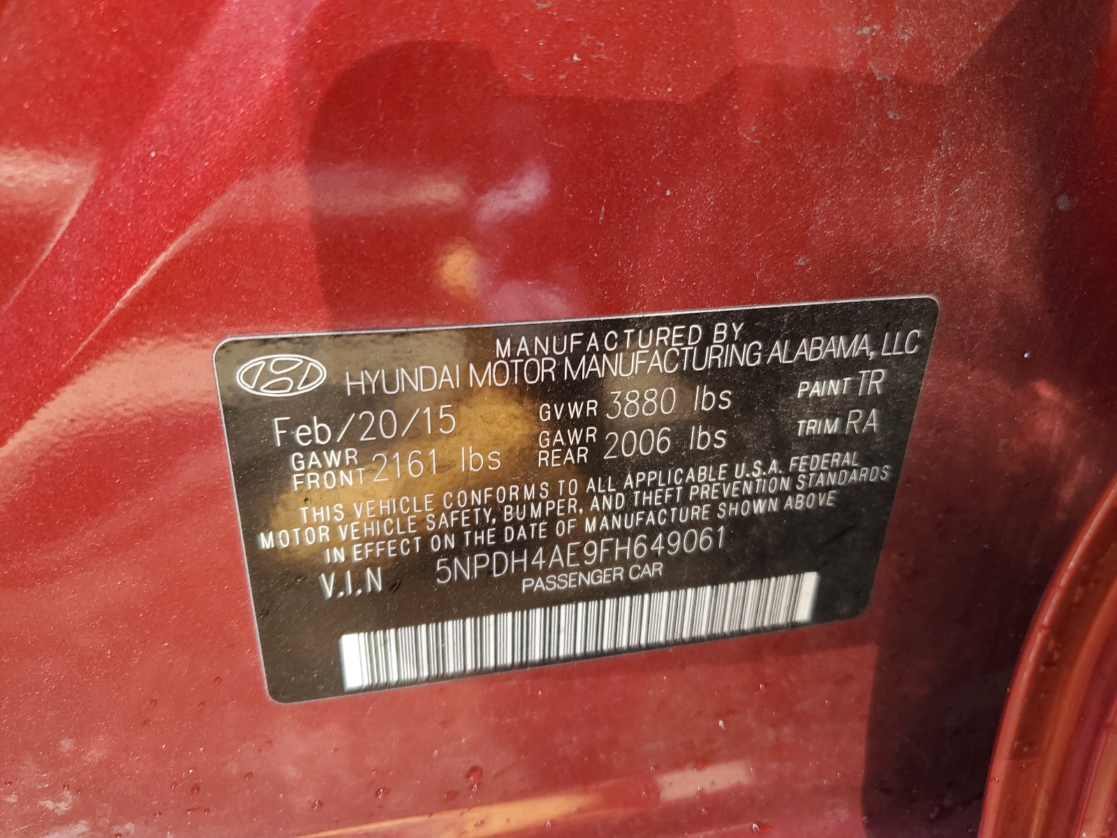 5NPDH4AE9FH649061 2015 Hyundai Elantra Se