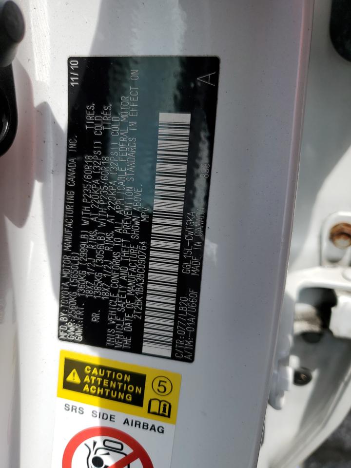 2011 Lexus Rx 350 VIN: 2T2BK1BA3BC090764 Lot: 64171704