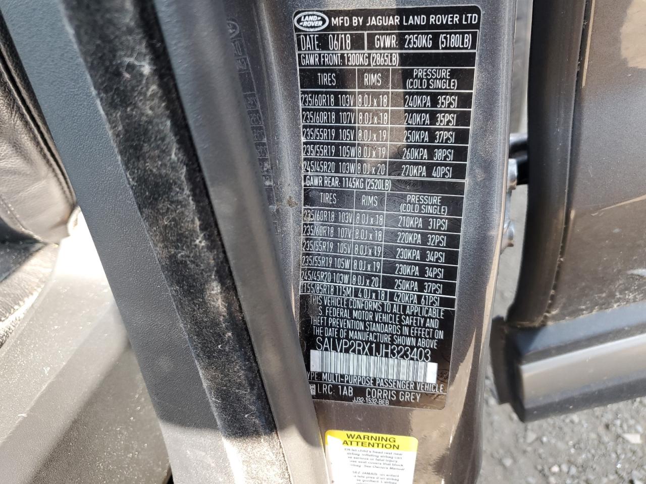 2018 Land Rover Range Rover Evoque Se VIN: SALVP2RX1JH323403 Lot: 62675204