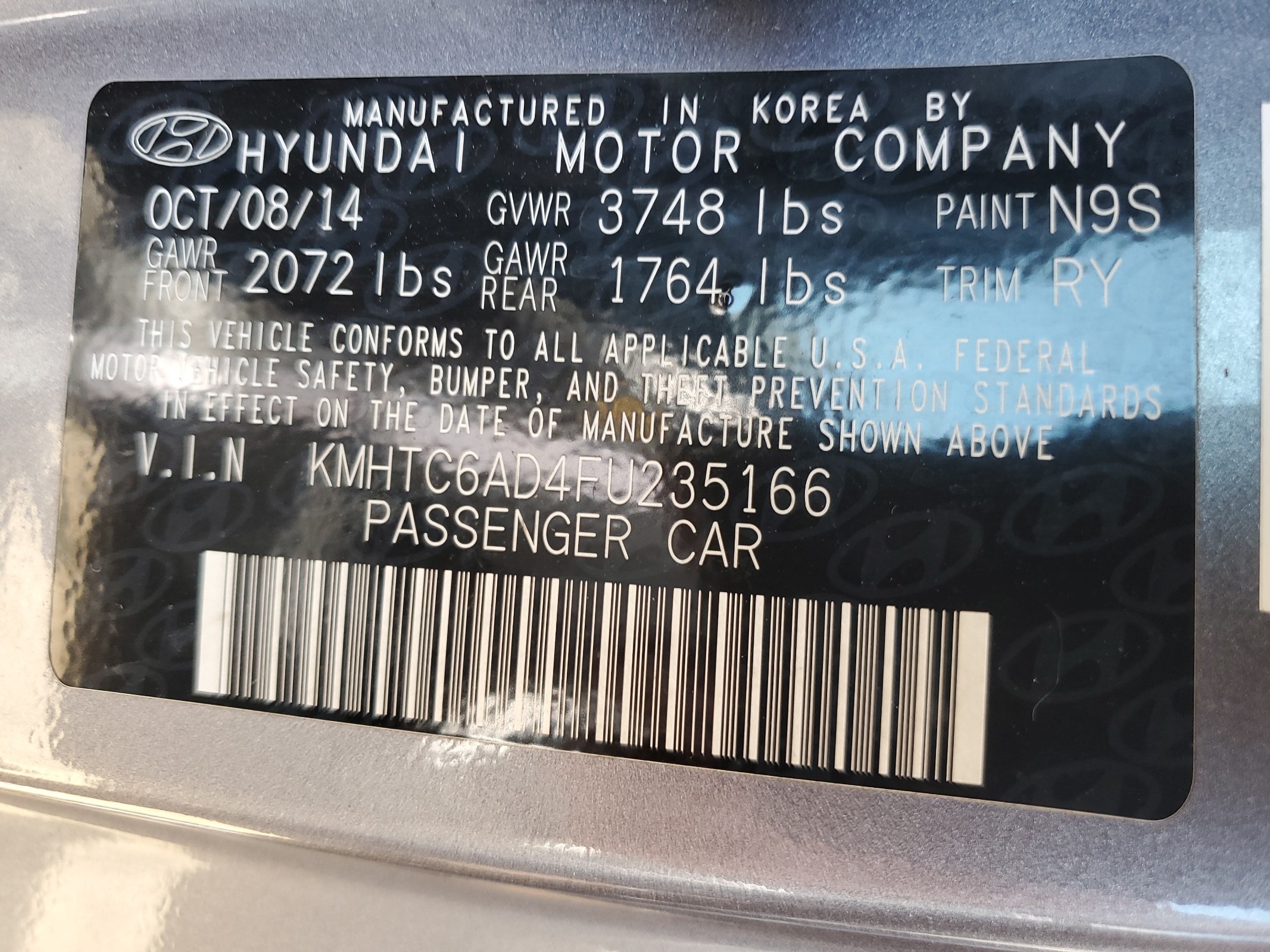 KMHTC6AD4FU235166 2015 Hyundai Veloster