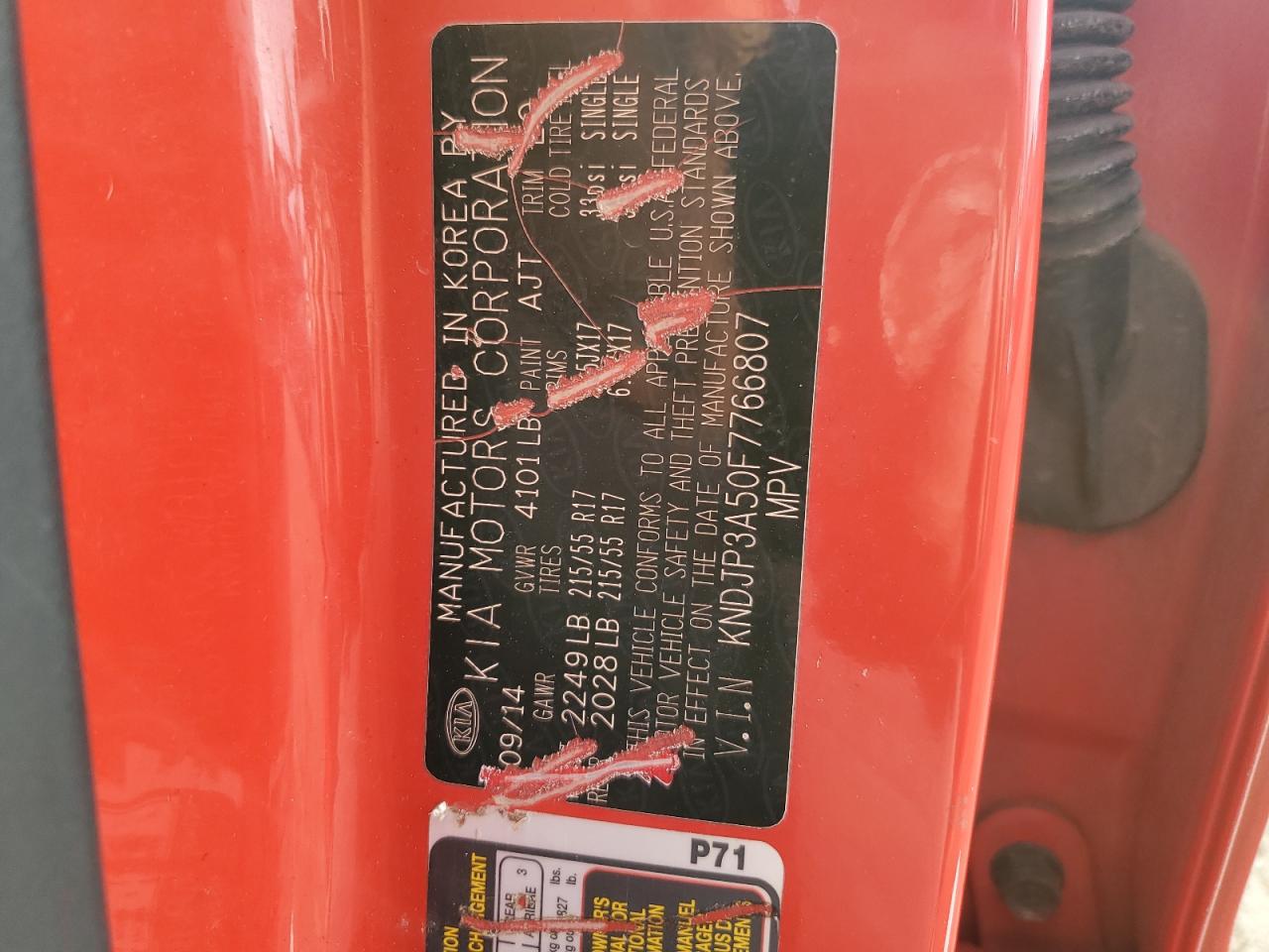 2015 Kia Soul + VIN: KNDJP3A50F7766807 Lot: 61131924