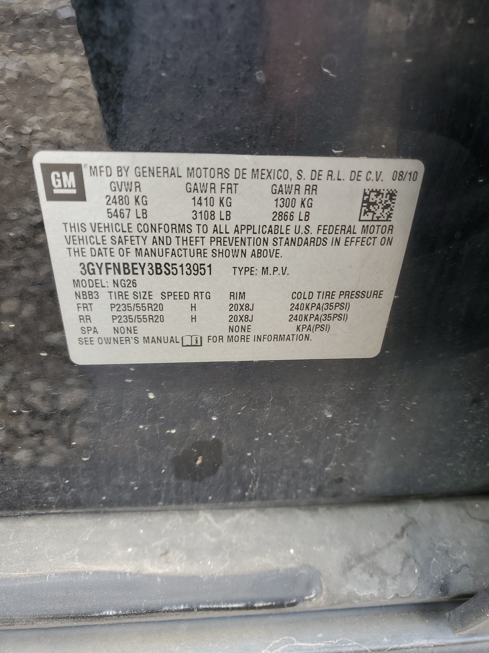 3GYFNBEY3BS513951 2011 Cadillac Srx Performance Collection