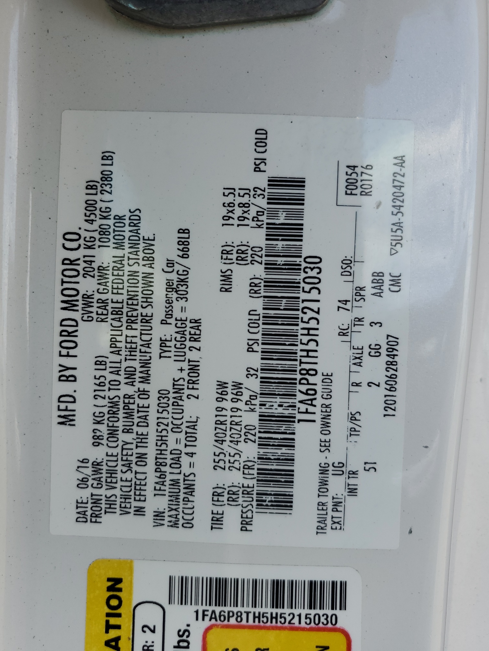 1FA6P8TH5H5215030 2017 Ford Mustang