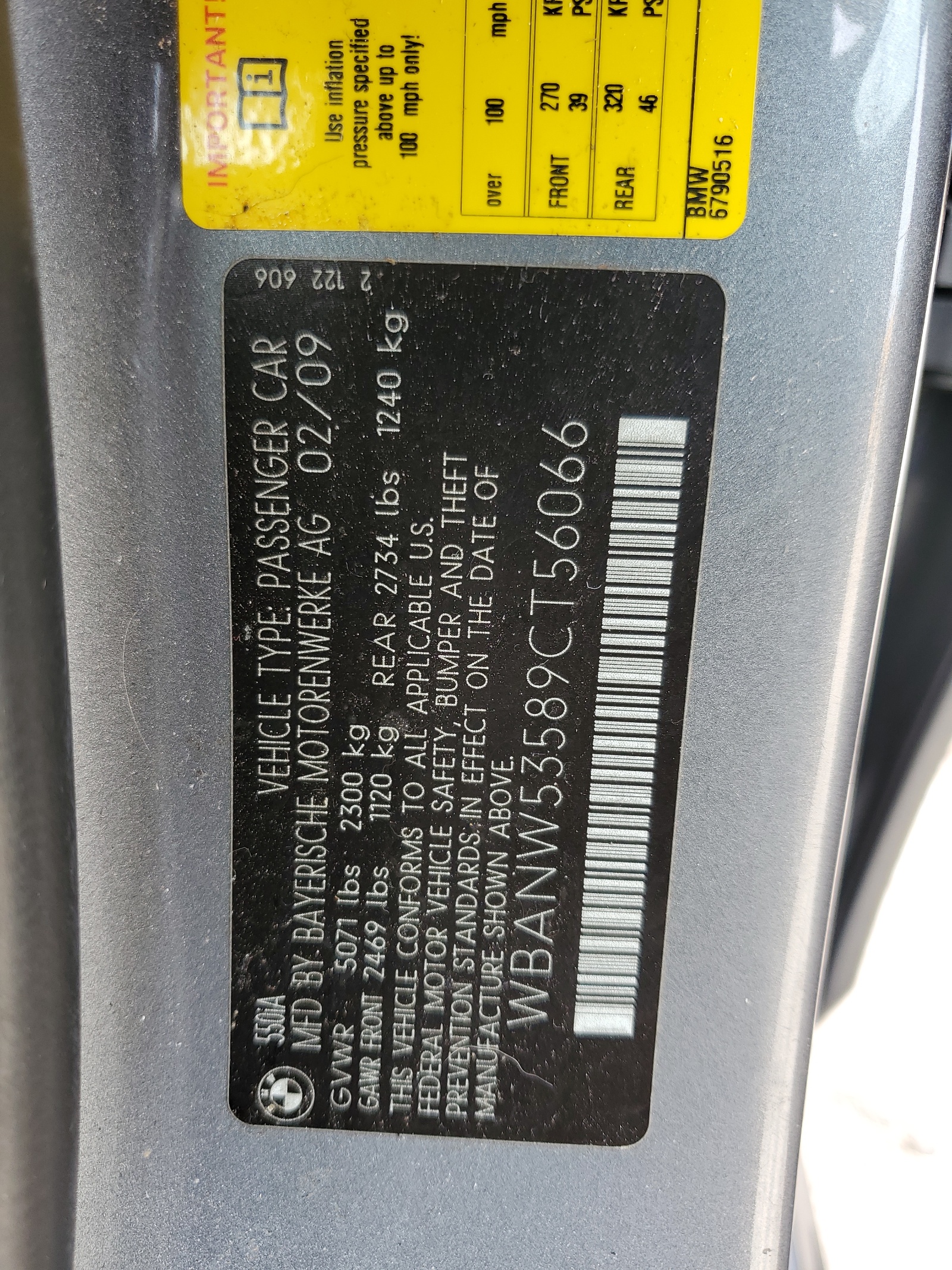 WBANW53589CT56066 2009 BMW 550 I