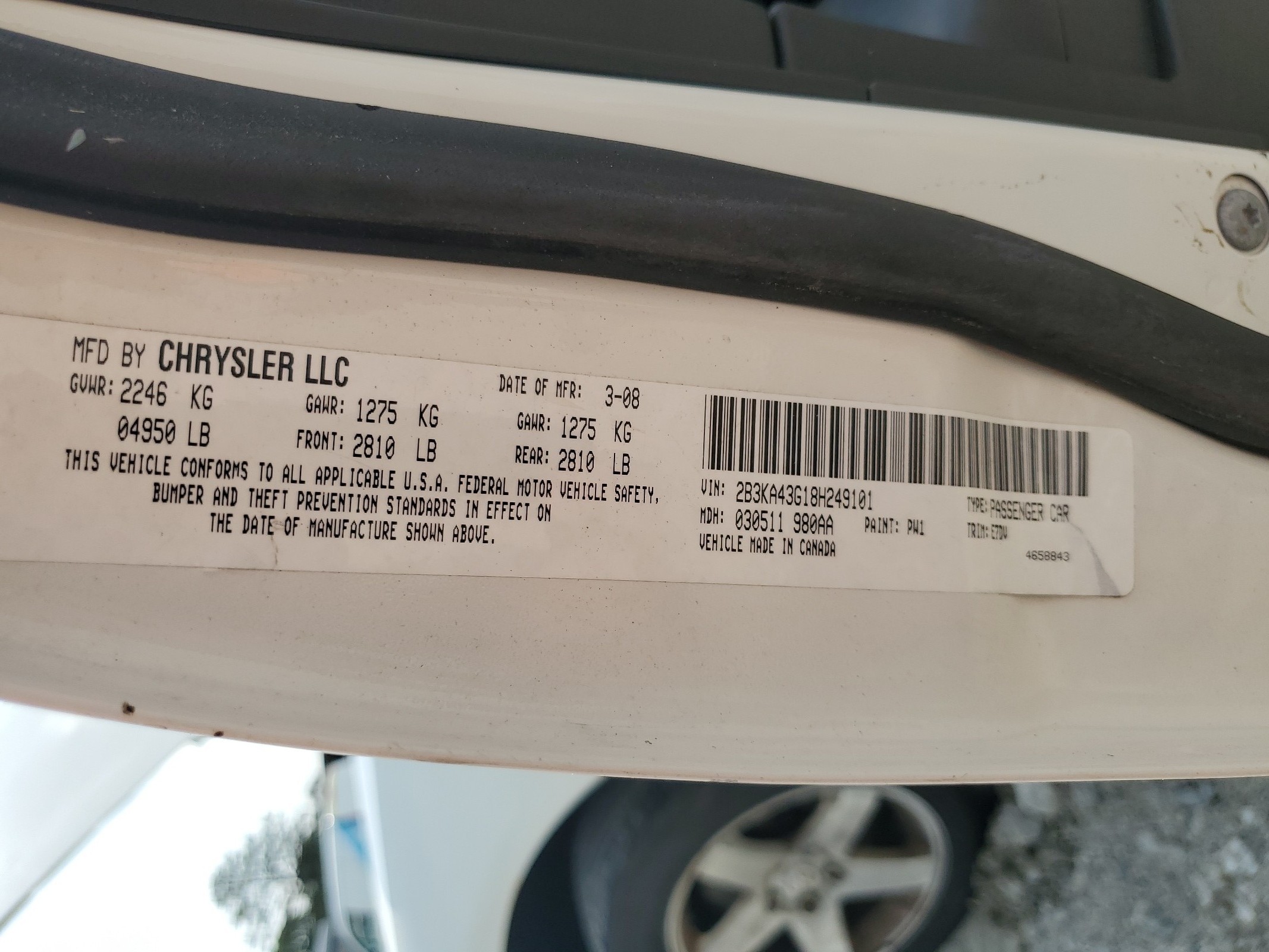 2B3KA43G18H249101 2008 Dodge Charger