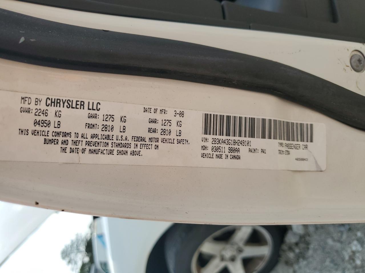 2008 Dodge Charger VIN: 2B3KA43G18H249101 Lot: 65259764