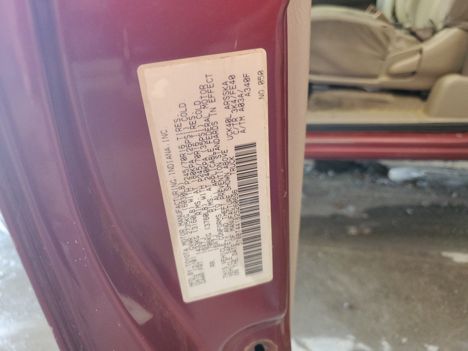 5TBBT44182S260696 2002 Toyota Tundra Access Cab