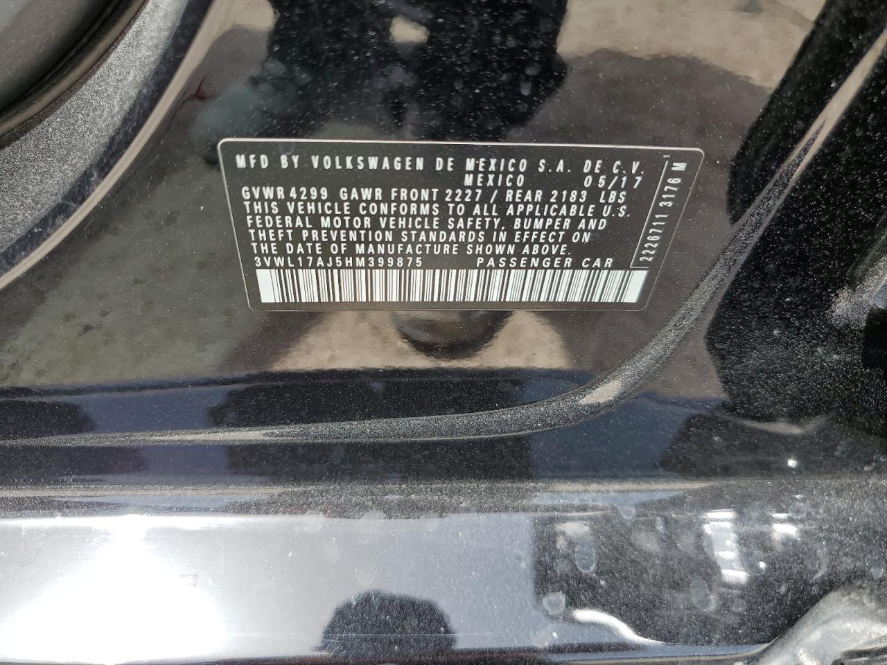 2017 Volkswagen Jetta Sel VIN: 3VWL17AJ5HM399875 Lot: 65660984