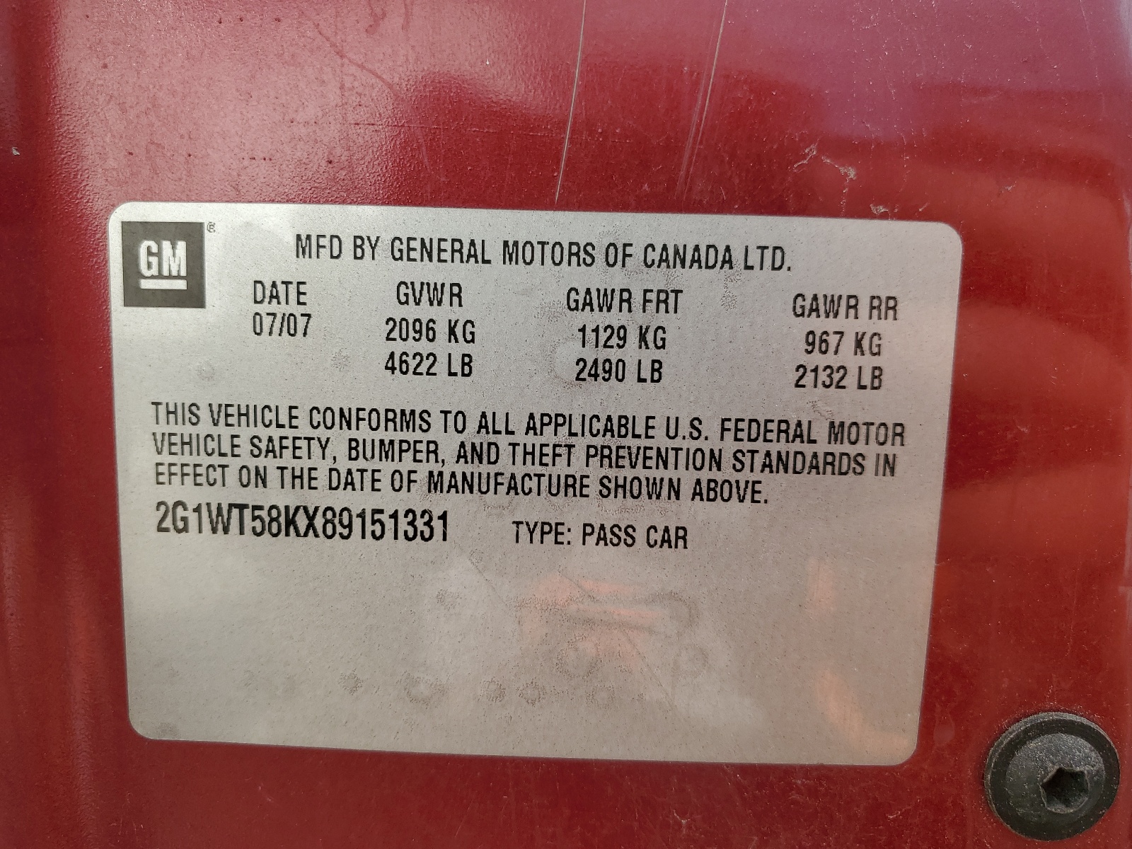 2G1WT58KX89151331 2008 Chevrolet Impala Lt