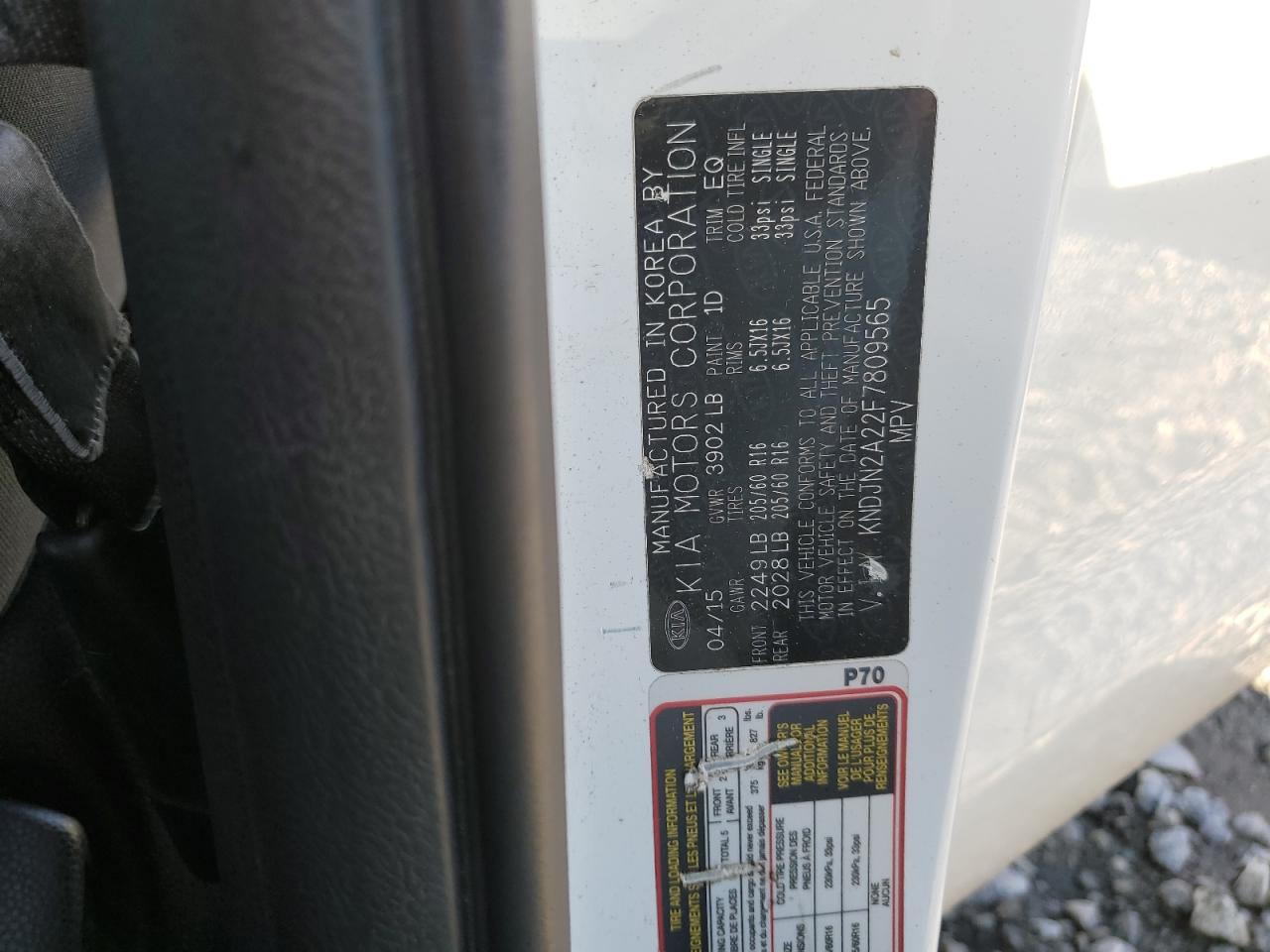 2015 Kia Soul VIN: KNDJN2A22F7809565 Lot: 62535204