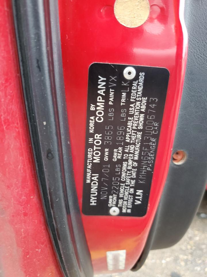 2003 Hyundai Tiburon Gt VIN: KMHHN65F13U006743 Lot: 61529754