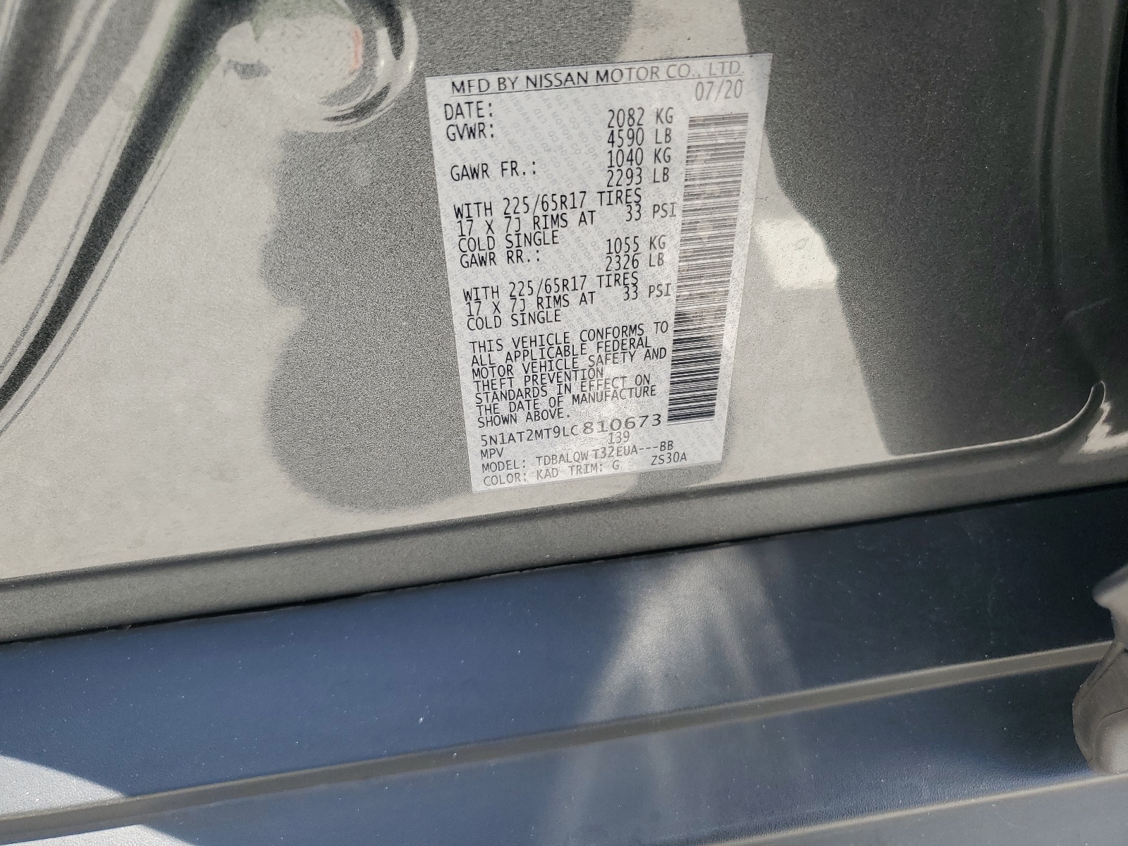 5N1AT2MT9LC810673 2020 Nissan Rogue S