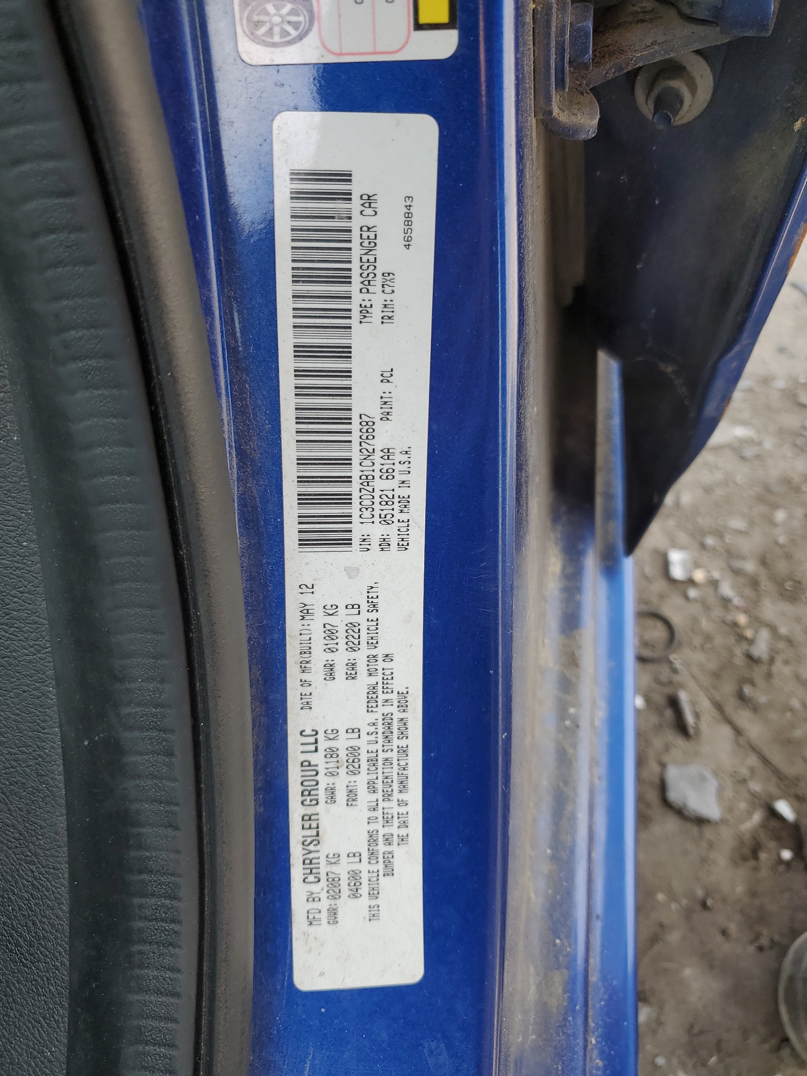 1C3CDZAB1CN276687 2012 Dodge Avenger Se