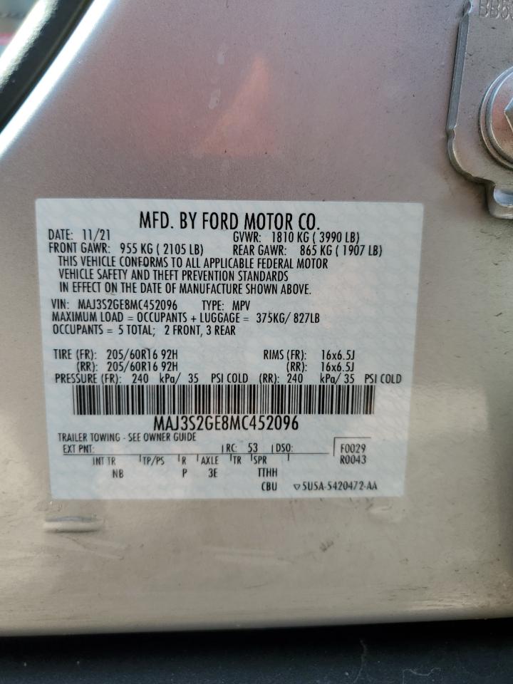 MAJ3S2GE8MC452096 2021 Ford Ecosport Se