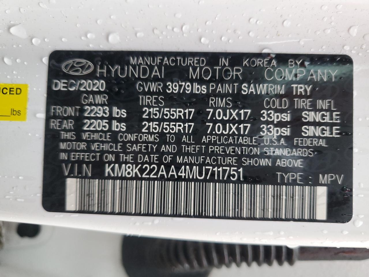 2021 Hyundai Kona Sel VIN: KM8K22AA4MU711751 Lot: 64360904