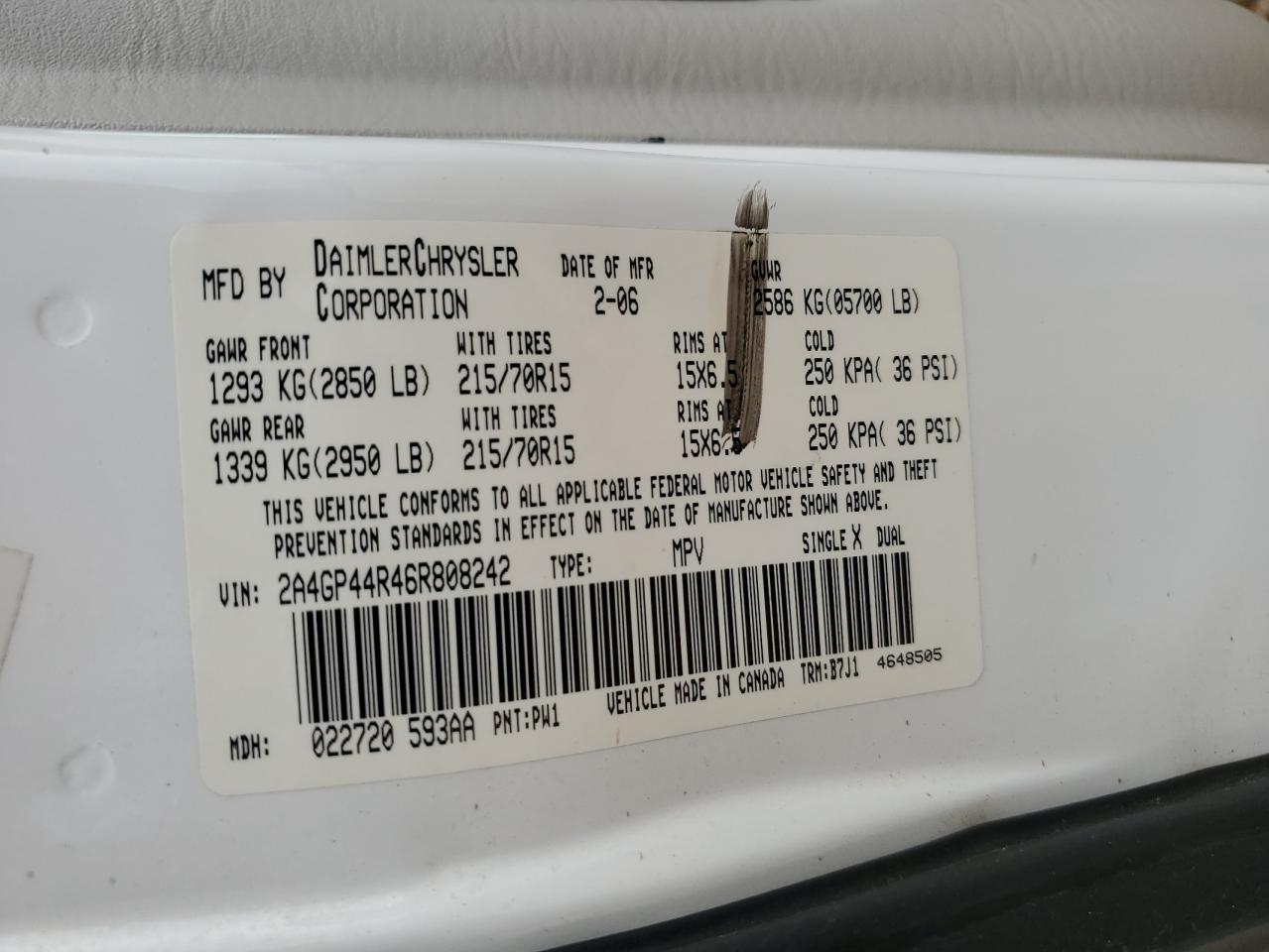 2006 Chrysler Town & Country Lx VIN: 2A4GP44R46R808242 Lot: 63563664