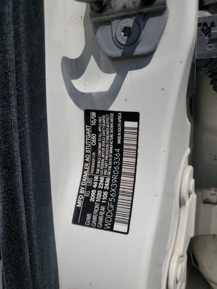 2009 Mercedes-Benz C 350 VIN: WDDGF56X39R063364 Lot: 62733354