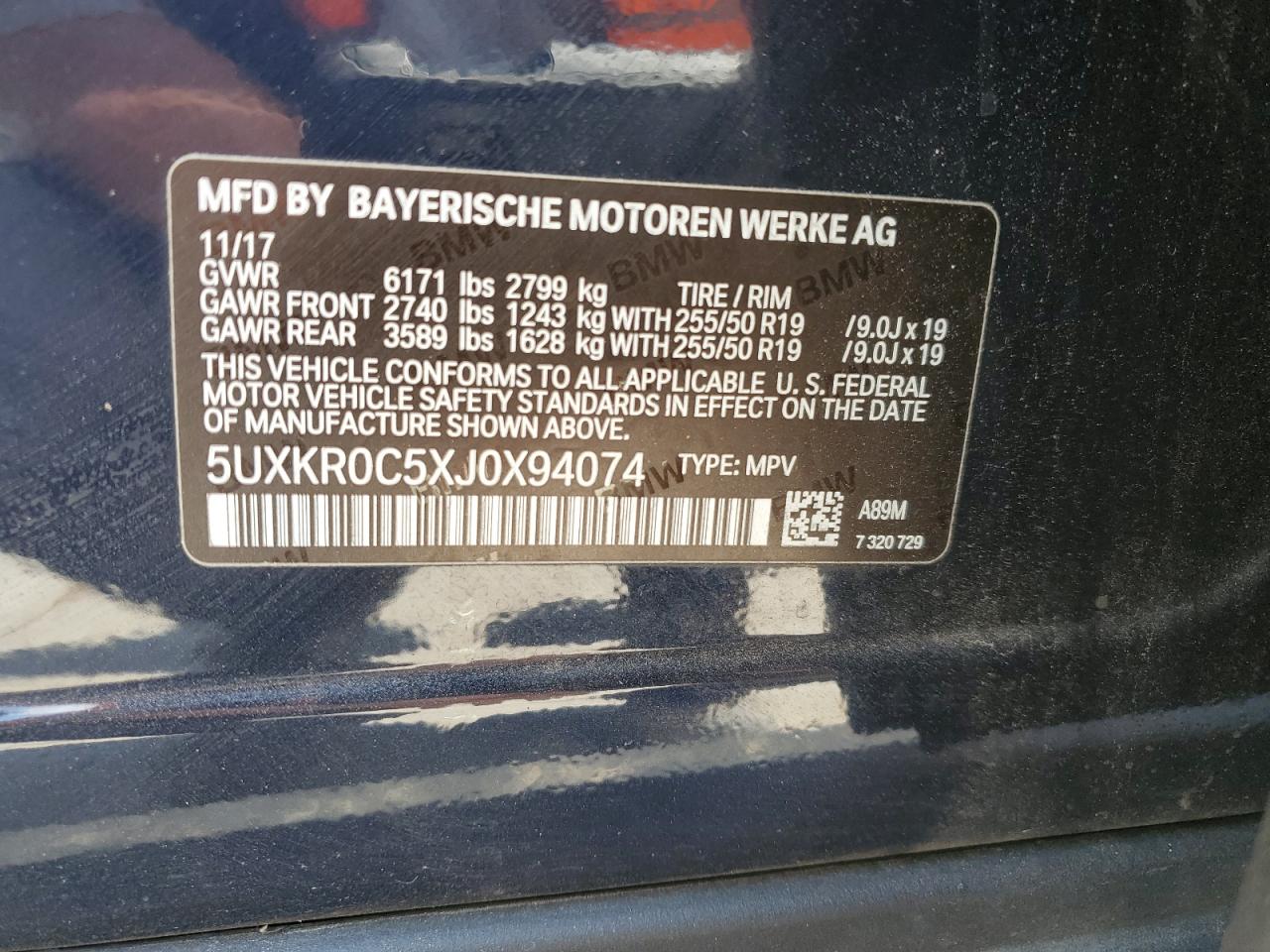 2018 BMW X5 xDrive35I VIN: 5UXKR0C5XJ0X94074 Lot: 62485054