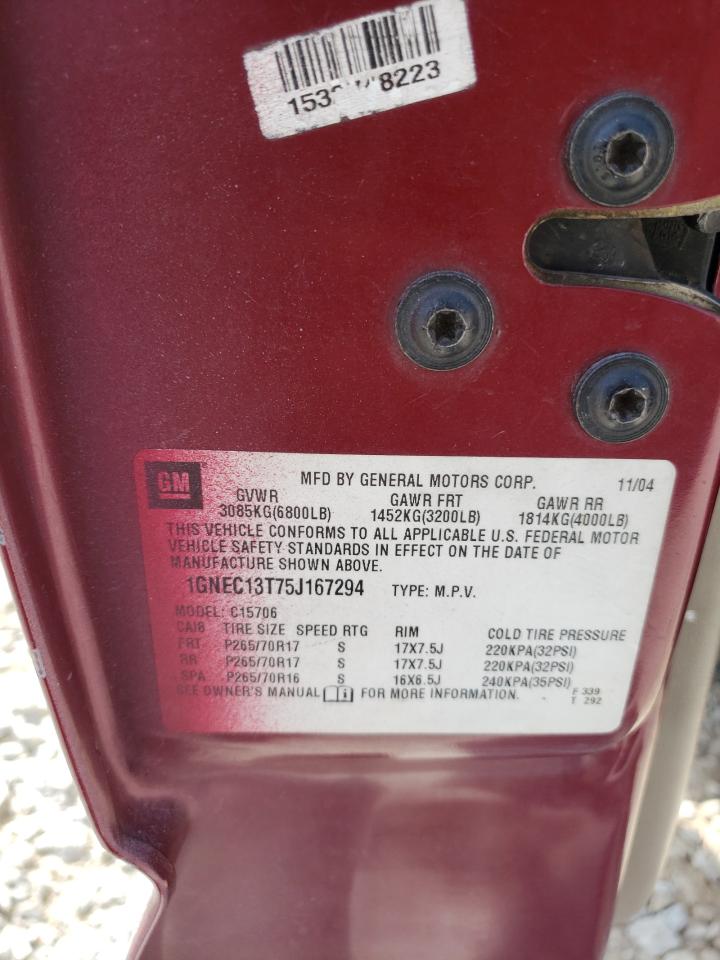 2005 Chevrolet Tahoe C1500 VIN: 1GNEC13T75J167294 Lot: 63874354