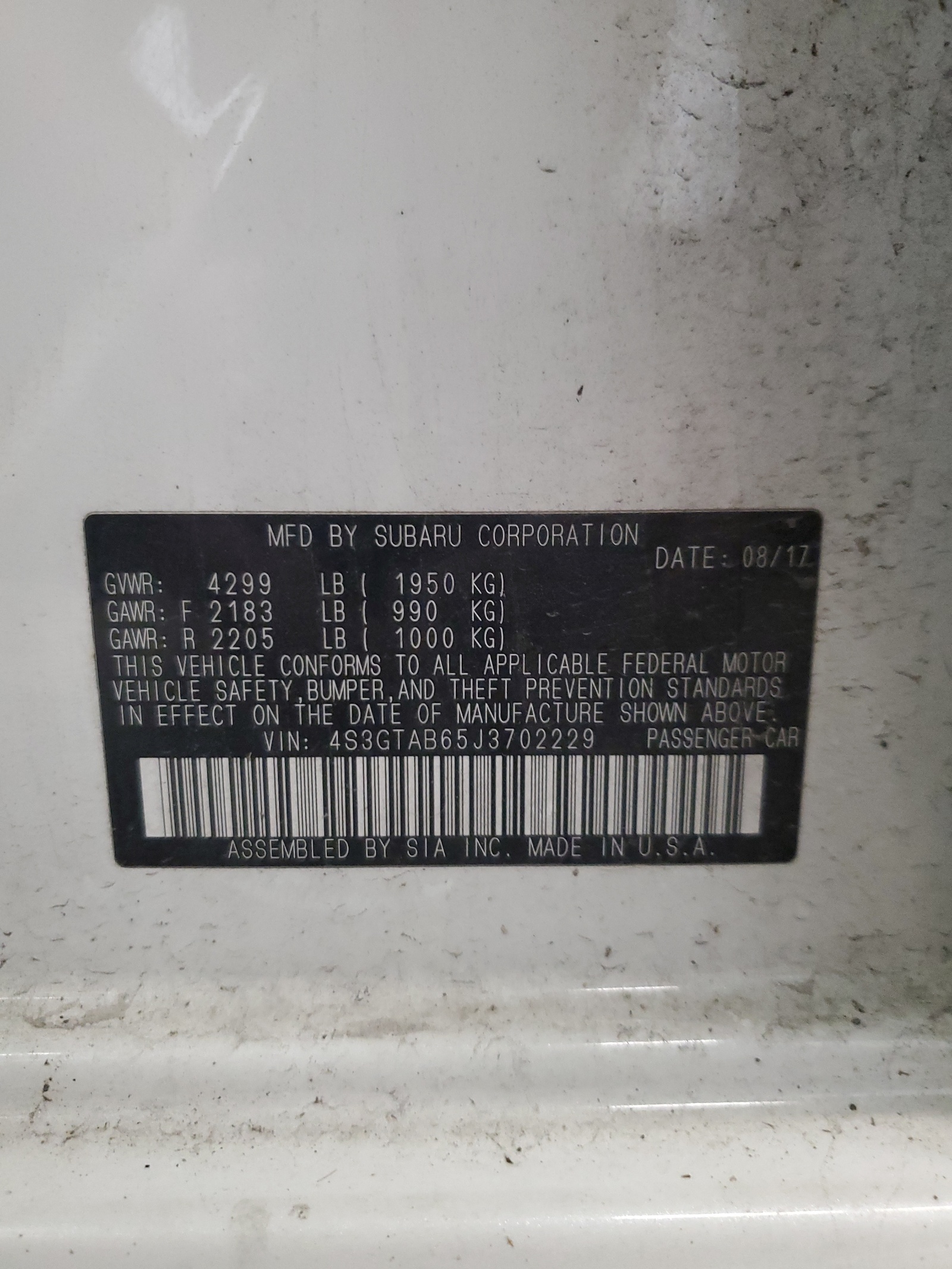 4S3GTAB65J3702229 2018 Subaru Impreza Premium