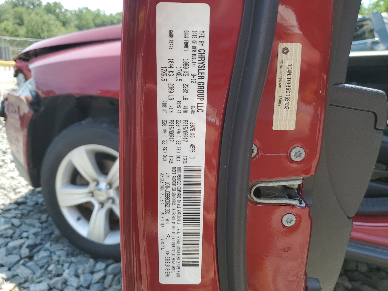 1C4NJDBB6CD621331 2012 Jeep Compass Sport