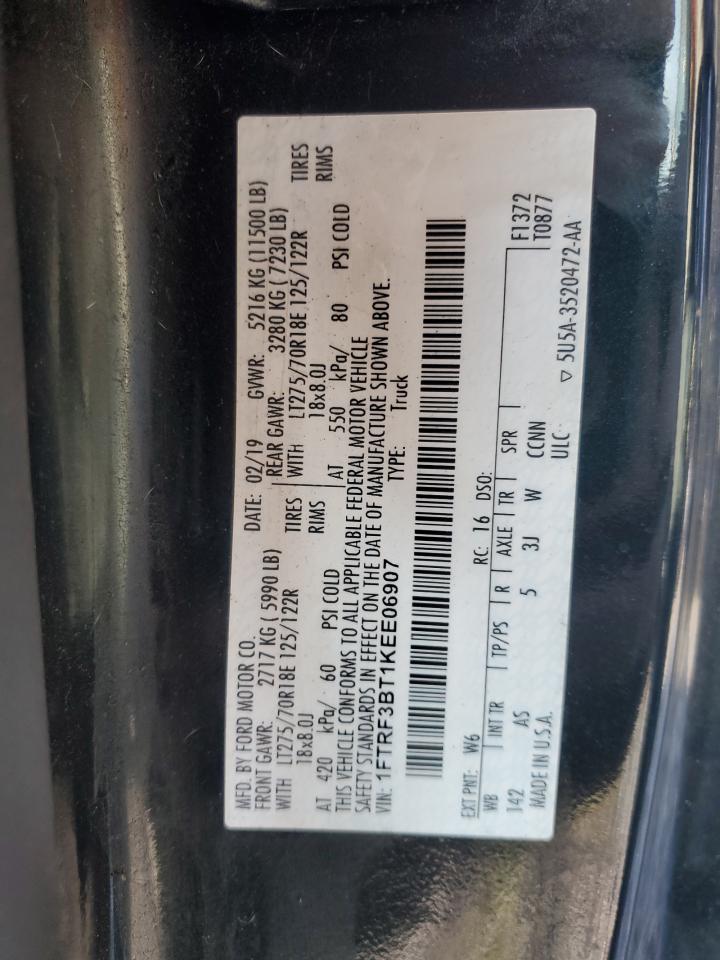 2019 Ford F350 Super Duty VIN: 1FTRF3BT1KEE06907 Lot: 66582724