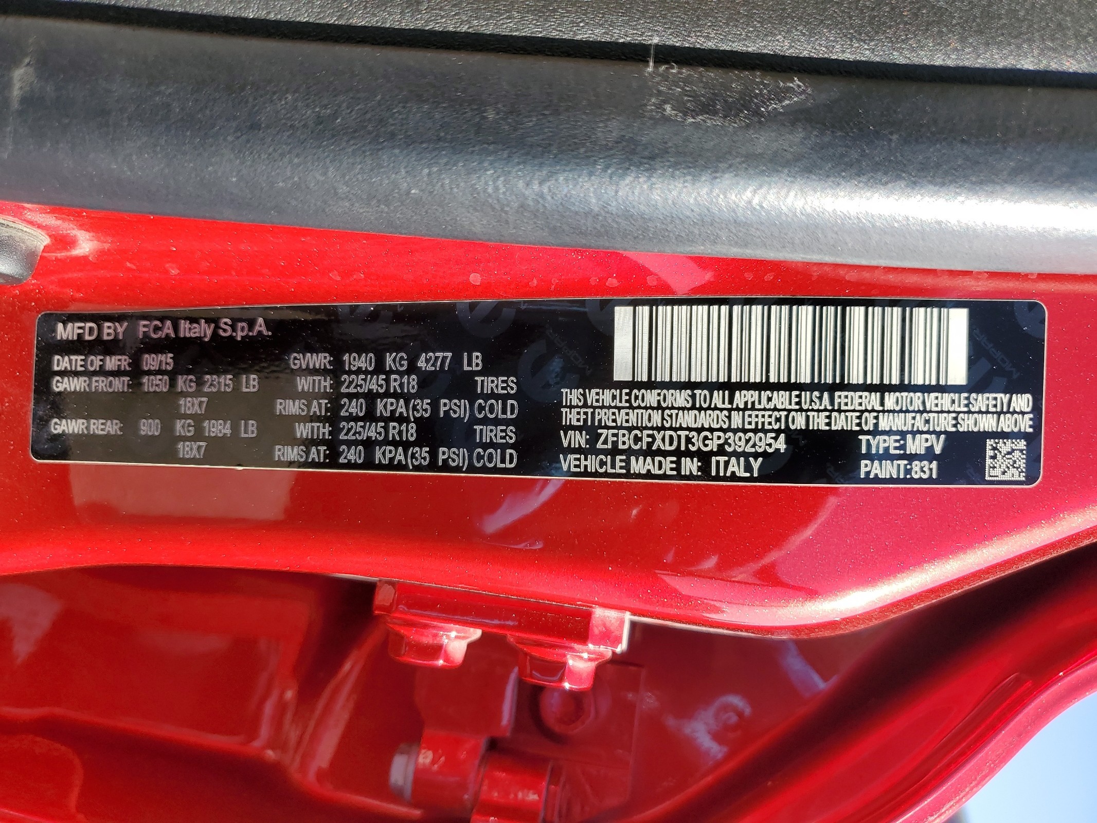 ZFBCFXDT3GP392954 2016 Fiat 500X Lounge