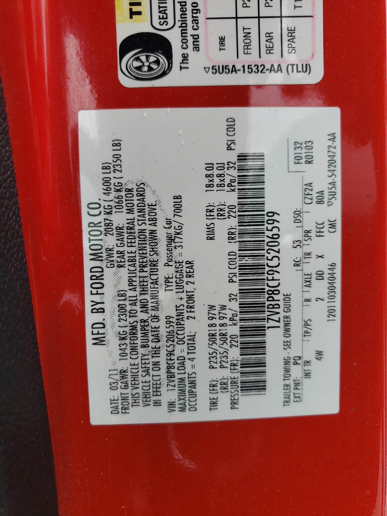 1ZVBP8CF9C5206599 2012 Ford Mustang Gt