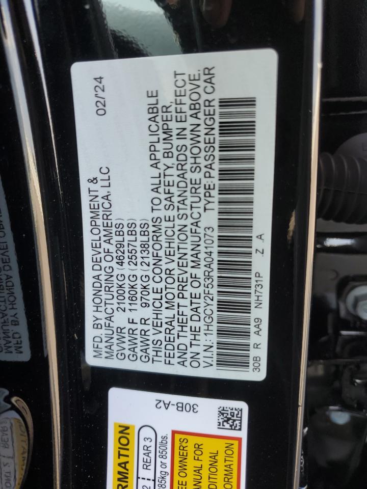 2024 Honda Accord Hybrid Sport VIN: 1HGCY2F53RA041073 Lot: 64850864