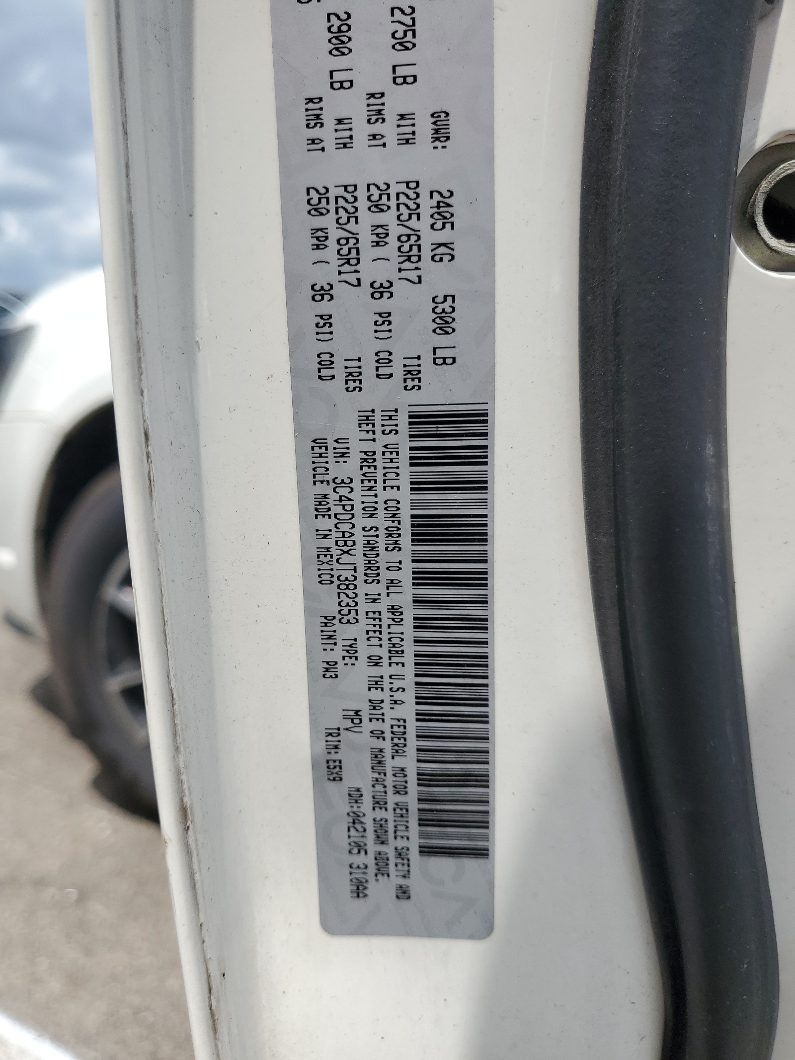 3C4PDCABXJT382353 2018 Dodge Journey Se